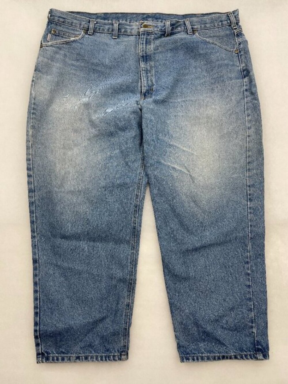Carhartt B17 Relaxed Tapered Leg Blue Distressed Denim Workwear Jeans Mens 46x28